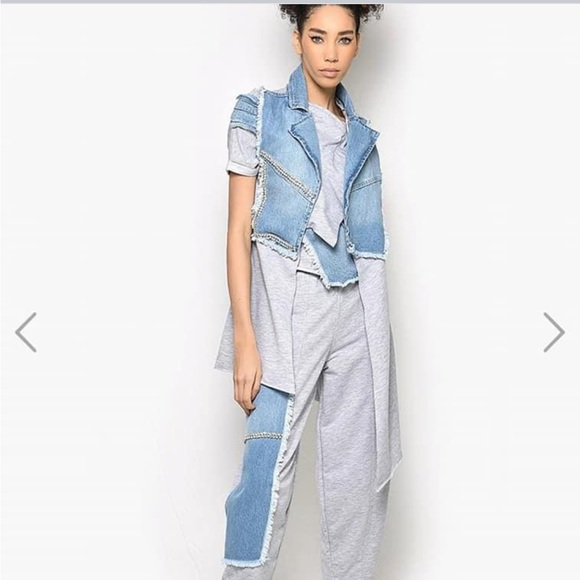 New NWT long sleeveless denim jacket or vest  size M/L - Picture 5 of 16